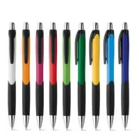 Caneta metálica Personalizada | Esferográfica em ABS com grip, acabamento brilhante e ponteira cromada. Até 1,5 km de escrita. ø10 x 138 mm - CORRETA BRINDES