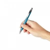 Caneta metálica Personalizada | Caneta metal personalizada. Caneta metálica com detalhe emborrachado, acionamento por clique e carga esferográfica azul 1.0mm. - TOTUS BRINDES