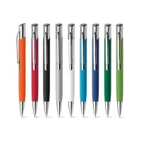 Caneta metálica Personalizada | Esferográfica em alumínio com acabamento emborrachado e clipe. ø10 x 137 mm - BLIMP BRINDES