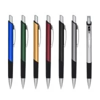 Caneta metálica Personalizada | aneta metálica com design quadrangular, acabamento brilhante (exceto a prata) e detalhe emborrachado, carga esferográfica azul e acionamento por clique. - EWOX PROMOCIONAL  