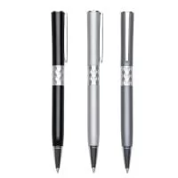 Caneta metálica Personalizada | Caneta metálica com carga esferográfica azul e acionamento por rotação - EWOX PROMOCIONAL  