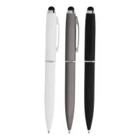 Caneta metálica Personalizada | Caneta metal Touch  Descrição: Caneta metálica touchscreen com acabamento emborrachado, acionamento por rotação e carga esferográfica azul 1mm.  Largura :  1,7 cm  Comprimento :  14,4 cm  Medidas aproximadas para gravação (CxL):  3 cm x 0,5 cm  Peso aproximado (g):  27 - REI DOS BRINDES