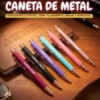 caneta metalica com corpo emborrachado varias cores