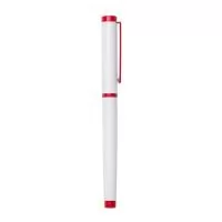 Caneta roller semimetal com corpo colorido. Possui anel metálico na parte superior, anel central e parte inferior colorida. Carga esferográfica preto de 0.7 mm. Para utilizar, basta puxar a tampa.