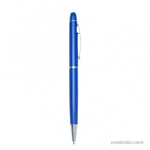 Caneta personalizada - Caneta semimetal colorida com detalhes em prata. Clip metálico e parte superior com borracha touch, possui anel superior e central em prata. Aciona por giro.  ATENÇÃO: Além desse modelo, temos dezenas de outras opções de canetas.
