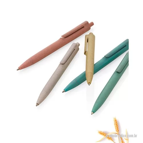 Caneta personalizada - Fabricado com fibra de trigo a caneta esferográfica biodegradável personalizada possui ótimo acabamento, bom custo e boa variedade de cores.