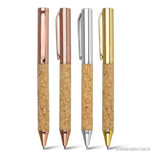 Caneta personalizada - Caneta de Cortiça com Acabamento de Metal Personalizada