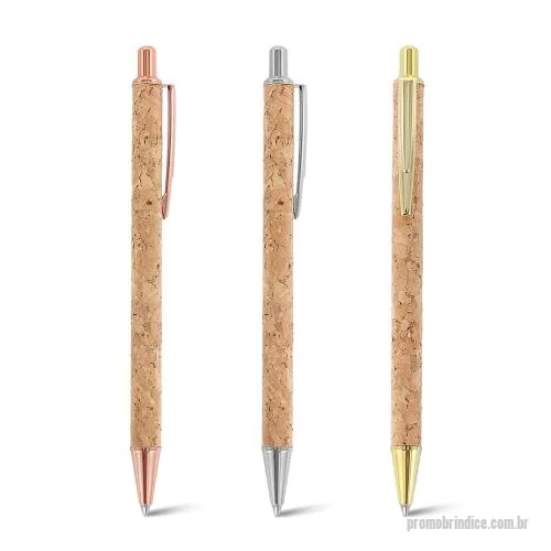 Caneta personalizada - Caneta de Cortiça com Acabamento de Metal Personalizada