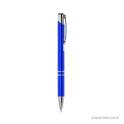 Caneta personalizada - Caneta metálica com carga esferográfica azul e acionamento por clique.