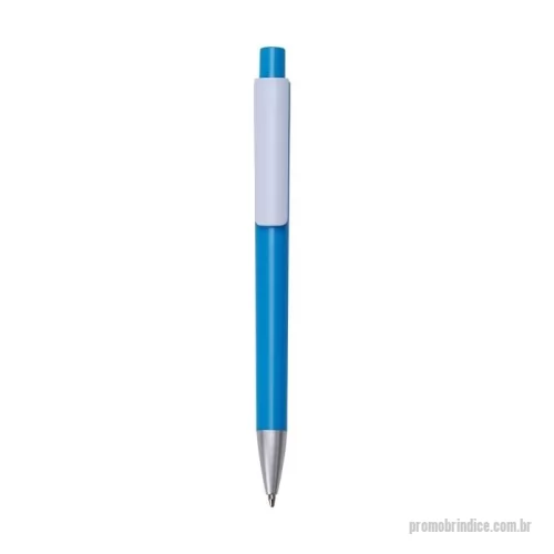 Caneta personalizada - Caneta plástica com carga esferográfica azul e acionamento por clique.