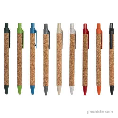 Caneta personalizada - Descrição: Caneta de cortiça com detalhes em palha de trigo, carga esferográfica azul 1.0mm e acionamento por clique.   OBS.: PEDIDOS MÍNIMO DE 50 PEÇAS!  Altura :  13,9 cm  Largura :  1,2 cm  Medidas aproximadas para gravação (CxL):  2 cm x 0,3 cm  Peso aproximado (g):  5