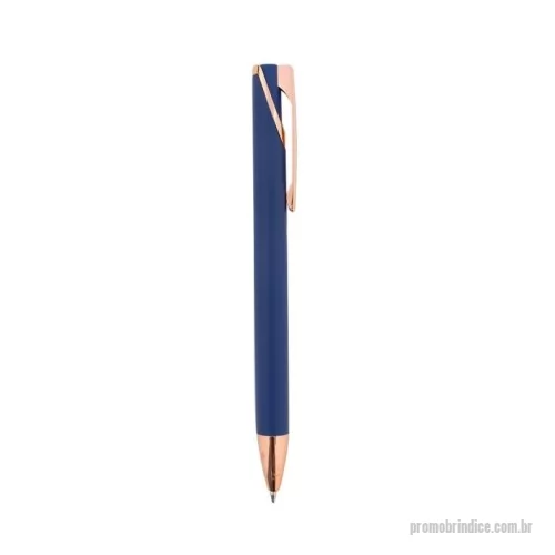 Caneta personalizada - Caneta metal com acabamento emborrachado. Possui acionamento por clique e carga esferográfica azul de 1,0mm.