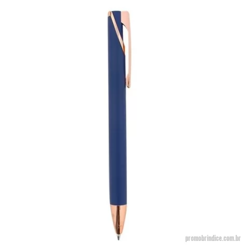 Caneta personalizada - Caneta metálica com acionamento por clique e carga esferográfica azul de 1,0mm, oferecendo uma pegada leve para uma escrita mais precisa.