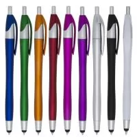 Caneta plástica com ponteira touch screen, carga esferográfica azul e acionamento por clique. Em nossa página exclusiva você encontra esse e muitos outros produtos. Confira!