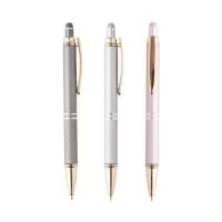 05020  Caneta metálica touch screen com parte inferior texturizada, acionamento por clique e carga esferográfica azul 1.0mm. Conheça mais produtos em nossa página exclusiva e faça seu orçamento!