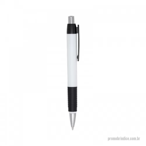 Caneta plástica personalizada - Caneta plástica escrita azul, com detalhe emborrachado, acionamento por clique.  Altura: 14,1cm  Largura: 1,6 cm. Uma Caneta ideal para carregar a sua Marca e divulgar a sua Empresa!