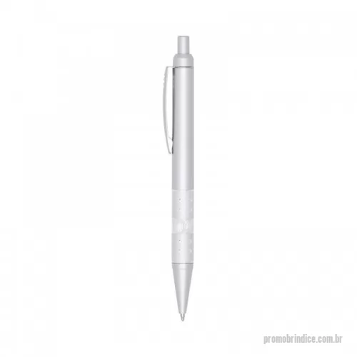 Caneta plástica personalizada - Caneta plástica com detalhe strass, carga esferográfica azul e acionamento por clique.