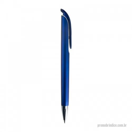 Caneta plástica personalizada - Caneta plástica com carga esferográfica azul e acionamento por clique.