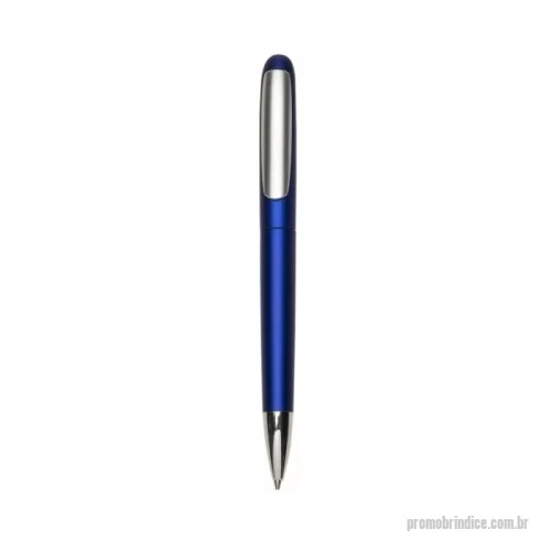 Caneta plástica personalizada - Caneta plástica com carga esferográfica azul e acionamento por clique no clipe.