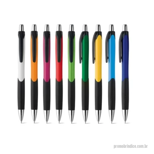 Caneta plástica personalizada - Esferográfica em ABS com grip