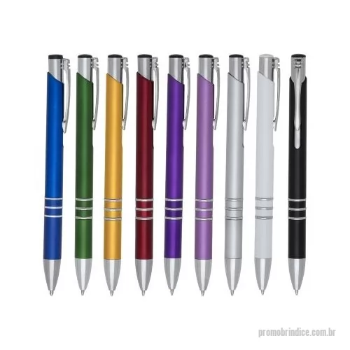 Caneta plástica personalizada - Caneta plástica com carga esferográfica azul 1.0 mm e acionamento por clique.