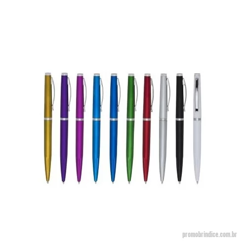 Caneta plástica personalizada - Caneta plástica com carga esferográfica azul 1.0 mm e acionamento por clique.