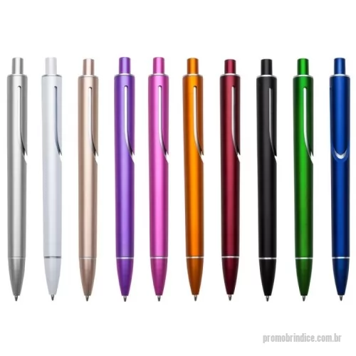 Caneta plástica personalizada - Caneta plástica com carga esferográfica azul 1.0 mm e acionamento por clique.