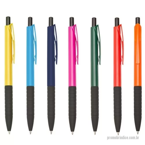 Caneta plástica personalizada - Caneta plástica com carga esferográfica azul 1.0 mm e acionamento por clique.
