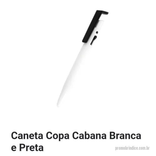 Caneta plástica personalizada - Caneta copa cabana branca e preta