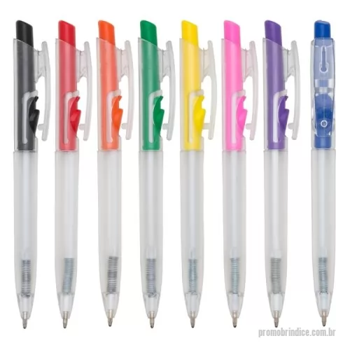 Caneta plástica personalizada - Caneta plástica com carga esferográfica azul 1.2 mm e acionamento por clique.