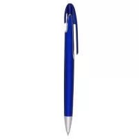 Caneta plástica com carga esferográfica azul 1.0 mm e acionamento por clique.