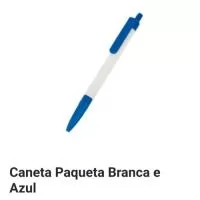 Caneta Plastica Paqueta Branca e Azul