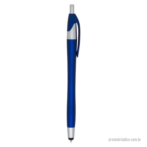 Caneta touch personalizada - Caneta plástica com ponteira touch screen, carga esferográfica azul e acionamento por clique. OBS.: PEDIDOS MÍNIMO DE 50 PEÇAS!