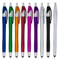 Descrição: Caneta plástica com ponteira touch screen, carga esferográfica azul 1.0 mm e acionamento por clique.   OBS.: PEDIDOS MÍNIMO DE 50 PEÇAS!  Largura :  1,4 cm  Comprimento :  14,1 cm  Medidas aproximadas para gravação (CxL):  3,5 cm x 0,7 cm  Peso aproximado (g):  7