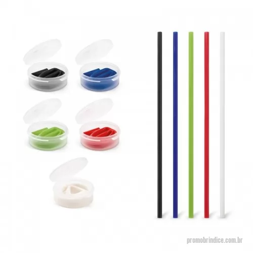 Canudinho para refrigerante personalizado - Canudo reutilizável e dobrável em 100% silicone. O canudo é acompanhado de uma caixa PP branca e translúcida com acabamento fosco. Canudo : ø7 x 250 mm | Caixa: ø55 x 20 mm