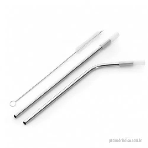 Canudo de Aço Inox personalizado - Kit contendo dois canudos um reto e um curvo tamanho 21,5cm e uma escovinha.