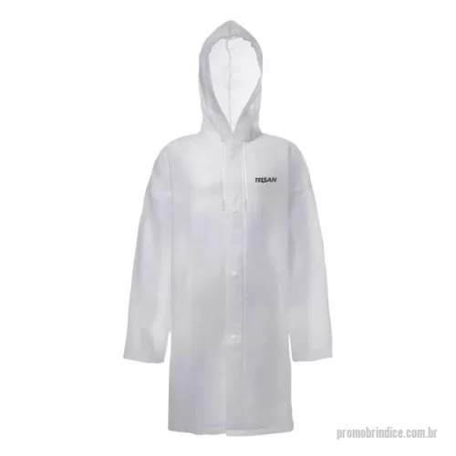 Capa de chuva personalizada - Capa de chuva adulto em EVA com cadarço no capuz, no tamanho: 114x65cm. Brinde para Sipat.