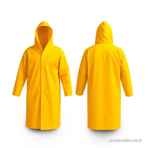 Capa de chuva personalizada - Capa de chuva forrada customizada com sua a marca é uma ótima opção de brinde promocional acessível para você usar em eventos corporativos ao ar livre ou na divulgação de produtos e serviços. A capa de chuva personalizada é confeccionada em PVC, forrado revestido de com capuz e mangas compridas, fechamento com botões de pressão e costuras através de solda eletrônica. É um brinde perfeito e prático para seus clientes levarem na bolsa e estarem preparados para as mudanças bruscas de tempo. O produto está disponível nas cores azul, preto e amarelo, e nos tamanhos G, GG e EXG. Pode ser comercializado em lotes a partir de 10 unidades. Personalize a capa de chuva com sua marca impressa em serigrafia e surpreenda seus clientes e colaboradores com um brinde atraente e super útil.