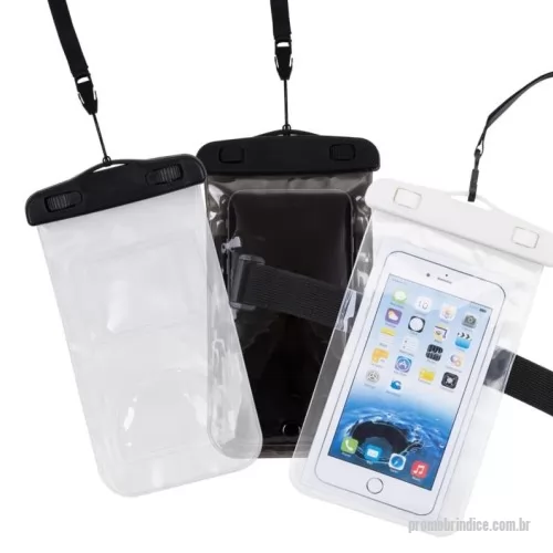 Capa para celular a prova d água personalizada - Case impermeável universal para smartphones com cordão de nylon de tamanho regulável.