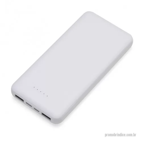 Carregador de celular personalizado - Carregador portátil de indução com 10.000mAh e indicador led de bateria, contém dois conjuntos de ventosas nas extremidades da área de indução, ideal para fixação do celular durante este modo de carga. O carregador possui duas portas de saídas USB, possibilitando o carregamento de dois dispositivos ao mesmo tempo, além do modo de carga por indução ilustrado por um raio, indicando a área correta para este modo de carga. O carregador possui duas portas de entradas, Tipo-C e V8. Acompanha cabo USB