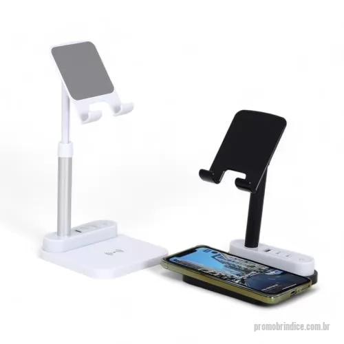 Carregador de pilha personalizado - Carregador Wireless com Suporte Celular Ajustável Personalizado