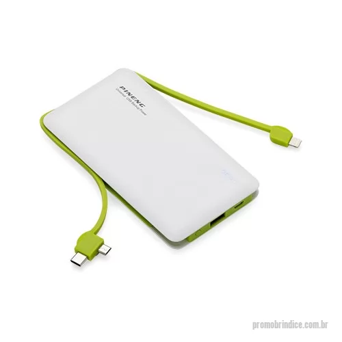 Carregador personalizado - Carregador portátil Pineng personalizado Possui 10.000 Mah reais com indicador de carga e amplo espaço para imprimir a logomarca de empresas. Brinde perfeito para horas difíceis em que a carga do seu celular está baixa. O diferencial desse power bank