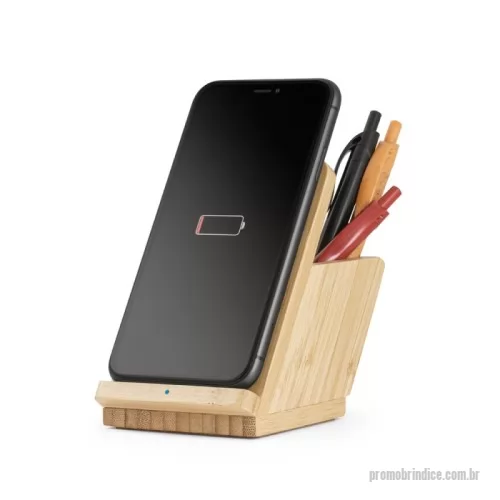 Carregador Wireless personalizado - Carregador wireless em bambu Personalizado