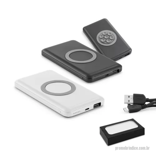 Carregador Wireless personalizado - Carregador wireless Power Bank 4000mAh Personalizado