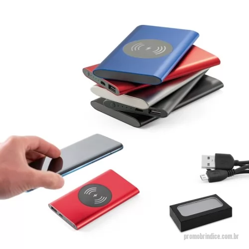 Carregador Wireless personalizado - Carregador Wireless Power Bank 4000mAh Personalizado