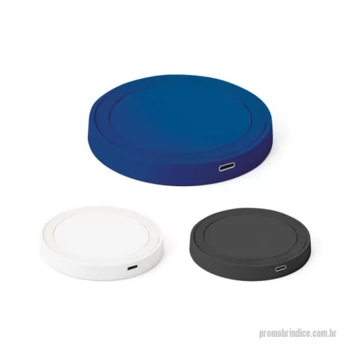Carregador Wireless personalizado - Carregador wireless super rápido em ABS e silicone. Com entrada USB-C e potência máxima de carregamento de 15W. Incluso cabo USB-C para carregar. Compatível com dispositivos móveis com tecnologia de carregamento sem fios. Fornecido em caixa presente. ø69 x 10 mm