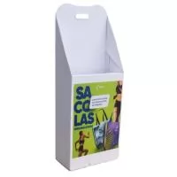 Carrinho Modelo ECÔNOMICO, para feiras e eventos em Papelão Micro ondulado  - Modelo C5 Vira Caixa/ Or ganizer ,  com adesivo autocolante em PVC e  Impressão Digitla UV. ( Linha Branca / Branco).