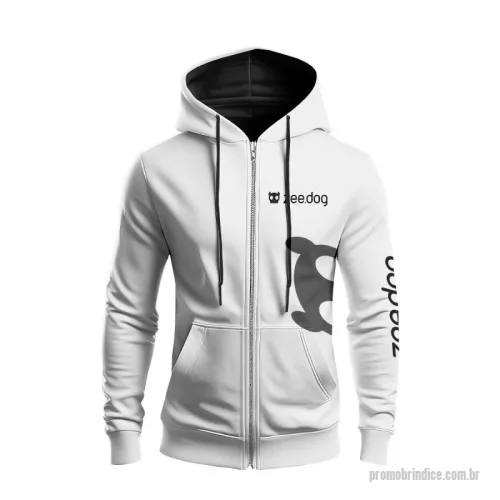 Casaco personalizado - Casaco de moletom com bolso, capuz com cadarço e ziper.