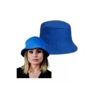 FICHA TÉCNICA – CHAPÉU BUCKET  Produto: Chapéu Bucket / Pescador Estilo: Aba curta 360° Materiais 	• Tecido: Brim leve - Microfibra Características Construtivas 	• Copa cilíndrica estruturada 	• Aba curta com pesponto múltiplo 	• Costuras reforçadas 	• Acabamento interno com viés Personalização Gravação: Bordado - Silk - Sublimação.