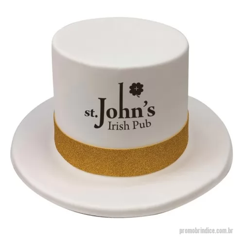 Chapéu de EVA personalizado - Cartola de E.V.A. com 1 cor de  impressão em transfer, acabamento fita Bagum e Alça de E.V.A. amarelo Glitter